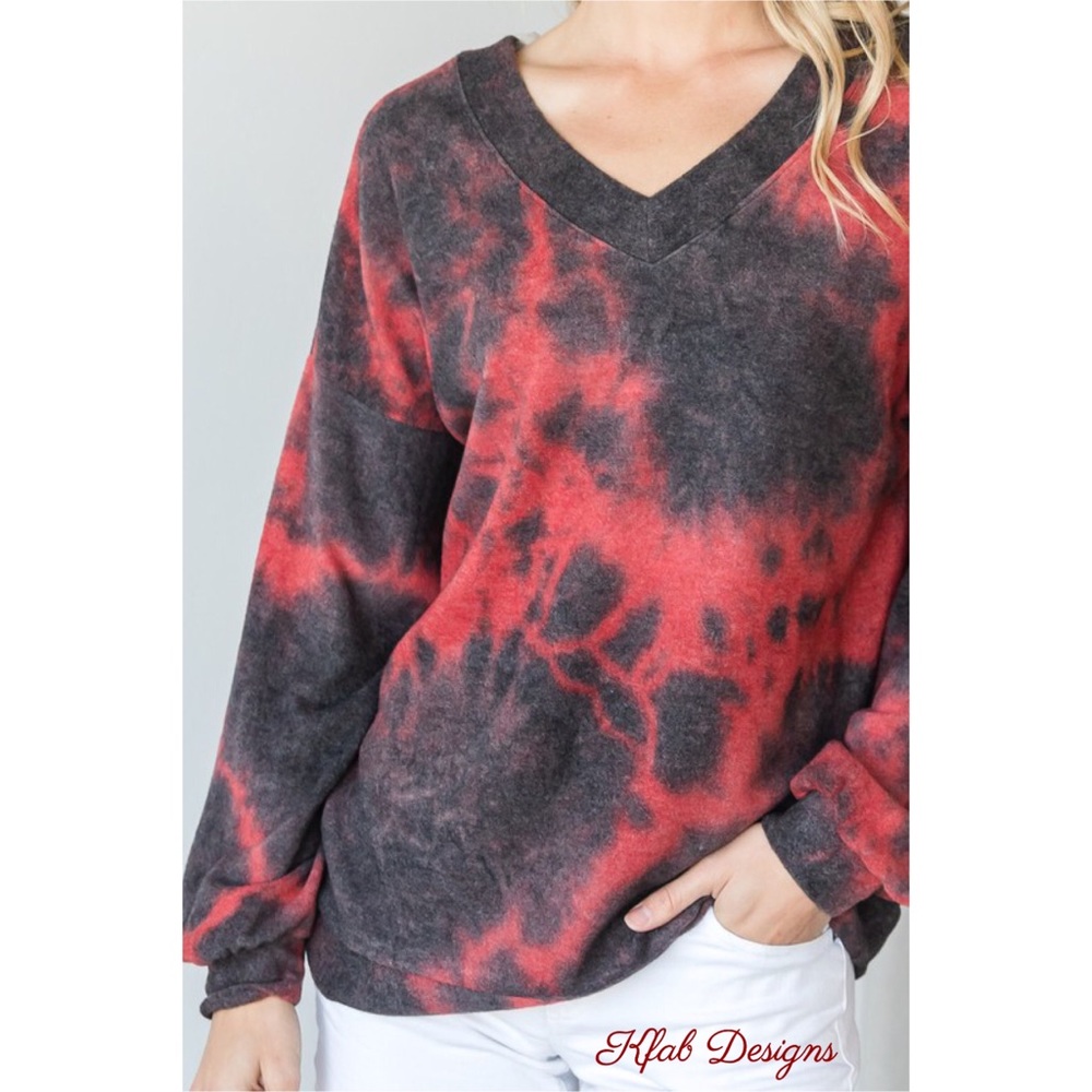 ❤️LAST ONE!! V Neck Puff Sleeve Super Soft Tie Dye Top! - Picture 6 of 7